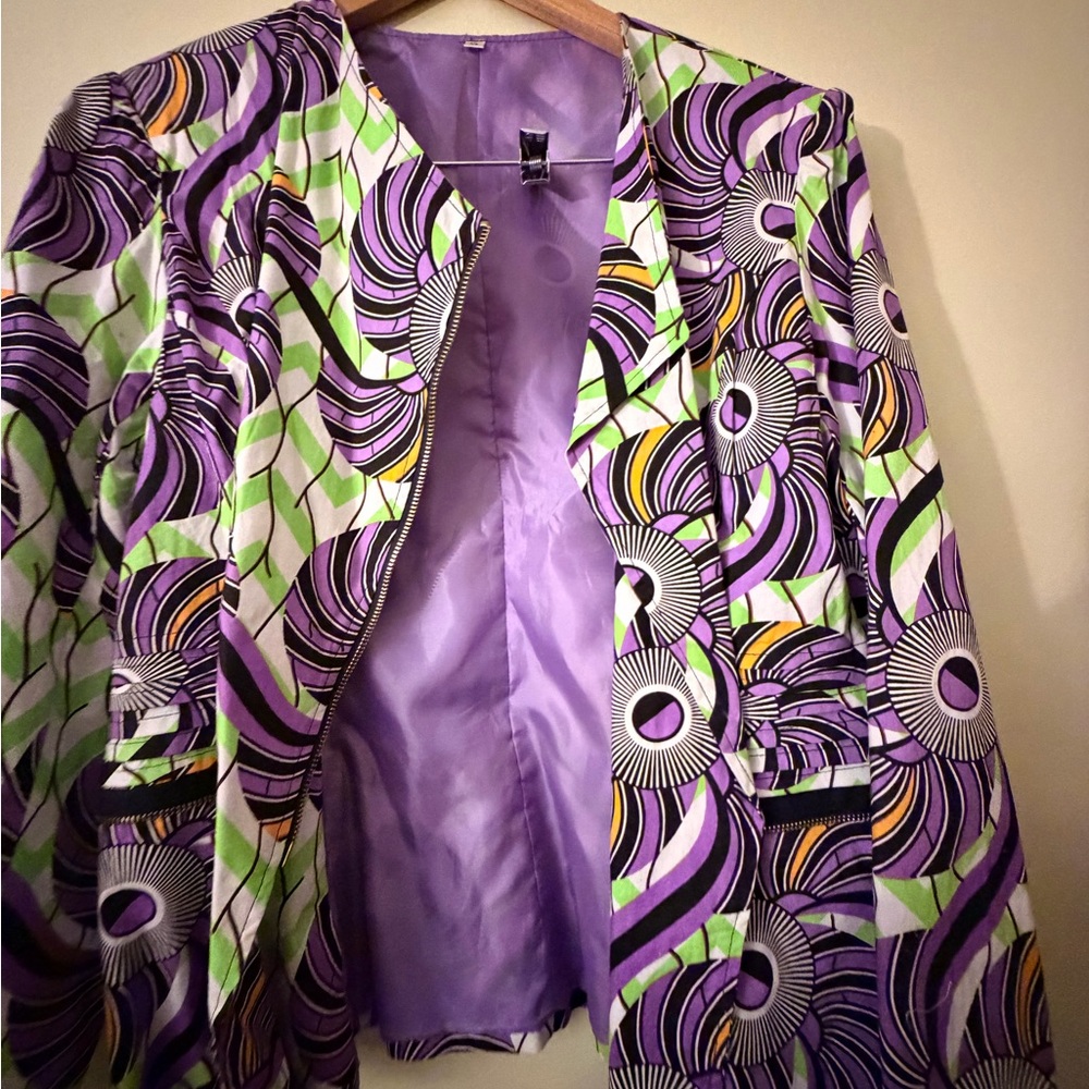 Vibrant Purple Patterned Women's Jacket